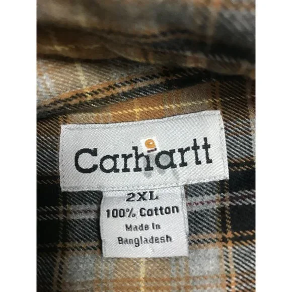 Carhartt Men's XXL Brown Plaid Button Down Long Sleeve Shirt - Picture 4 of 9